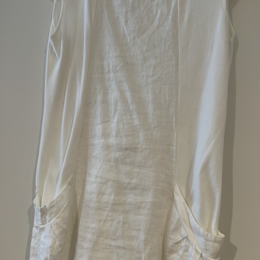 Luna Luz shift linen dress with pockets in white size M - Picture 2 of 4
